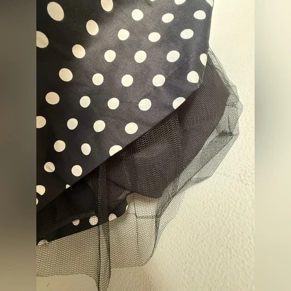 City Chic Black and White Polka Dot Dress with tulle underlay - Picture 4 of 7
